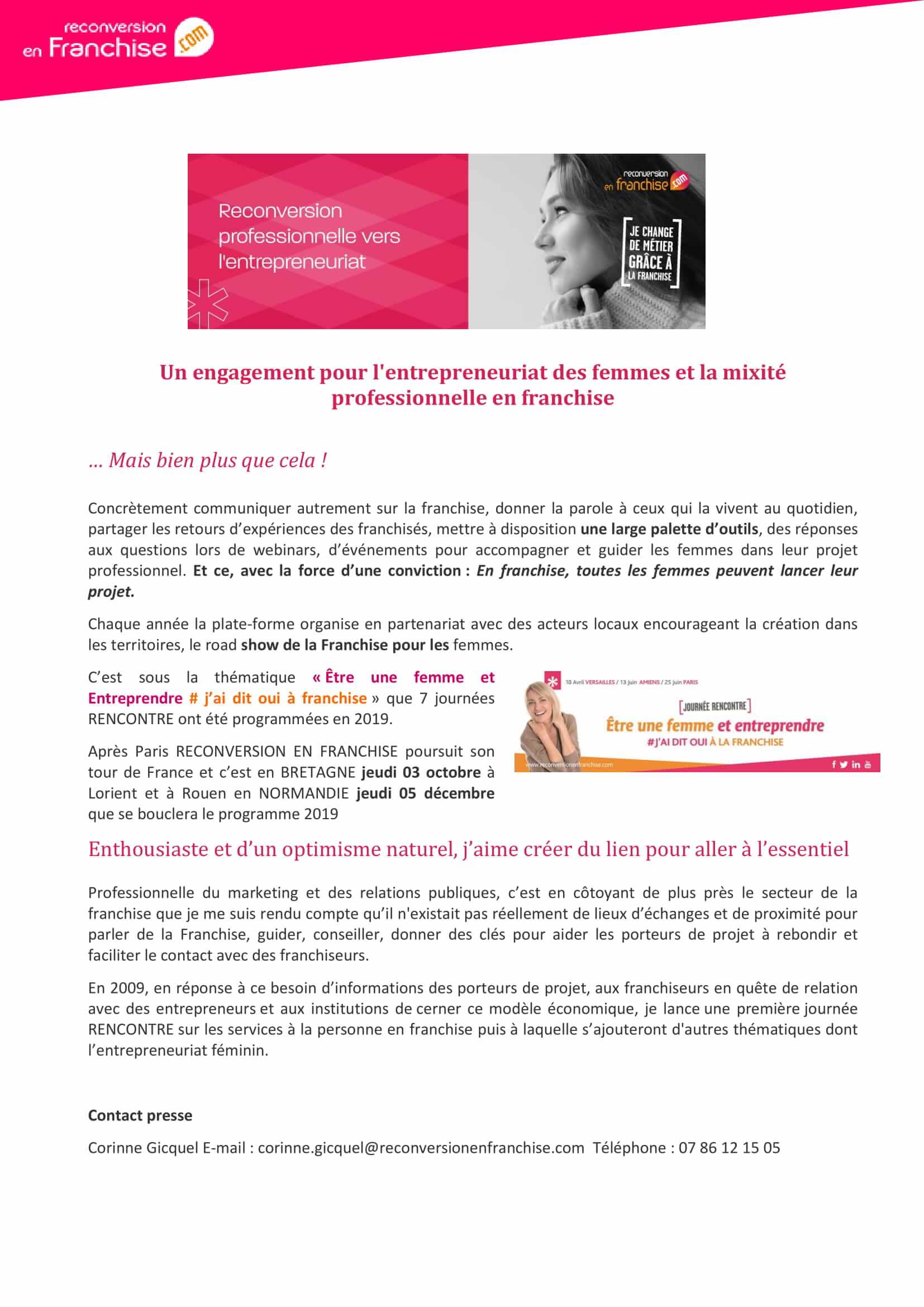 CQUE DE PRESSE _EntrepreneuriatFéminin , Nouvelles Opportunités , nouvelles vie. -2